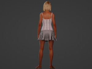 Beautiful blonde woman in summer clothes 3D Model