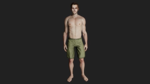 Handsome young man in shorts 3D 模型 .c4d .max .obj .3ds .fbx .stl .blend 