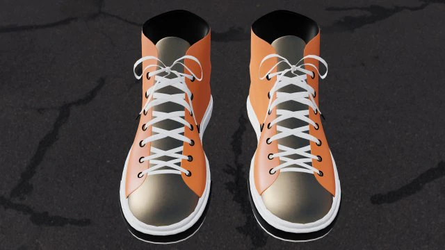 Oranje sneakers met witte veters 3D Model .c4d .max .obj .3ds .fbx .stl .blend 