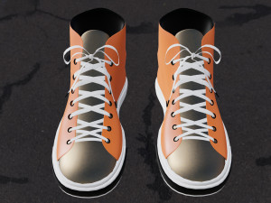 Orange sneakers with white laces 3D Model