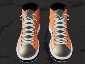 Oranje sneakers met witte veters 3D Model