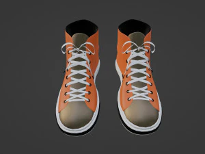 Oranje sneakers met witte veters 3D Model