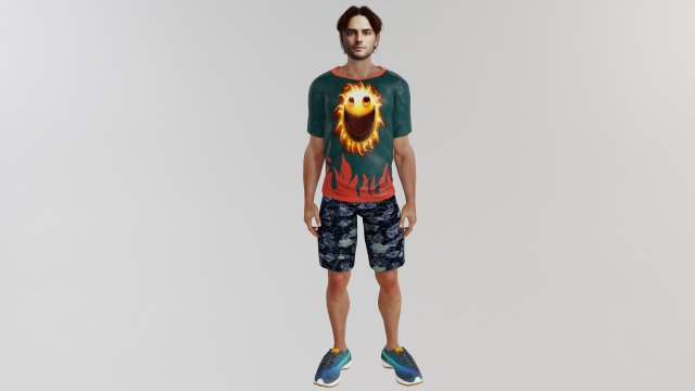Sports man in summer clothes 3D Model .c4d .max .obj .3ds .fbx .stl .blend 