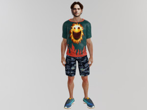 Sports man in summer clothes 3D Model