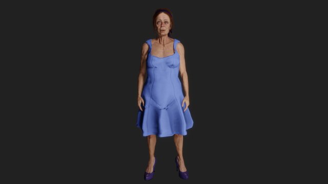 Old woman in blue dress 3D मॉडल .c4d .max .obj .3ds .fbx .stl .blend 