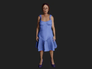 Vieille femme en robe bleue Modèle 3D