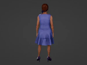 Old woman in blue dress 3D Model