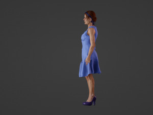 Old woman in blue dress 3D मॉडल