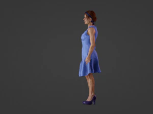 Old woman in blue dress 3D Model