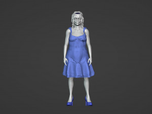 Old woman in blue dress 3D मॉडल