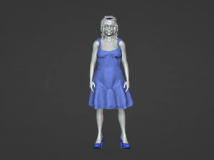 Old woman in blue dress 3D Model