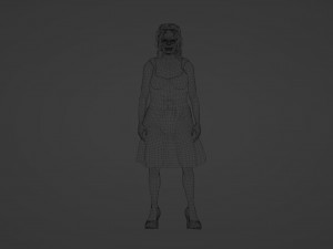 Old woman in blue dress 3D मॉडल