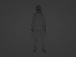 Old woman in blue dress 3D Model