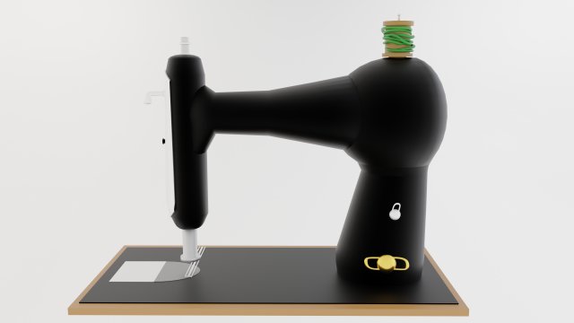 Black electric sewing machine 3D Model .c4d .max .obj .3ds .fbx .stl .blend 