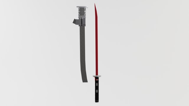 Red sword with scabbard 3D Model .c4d .max .obj .3ds .fbx .stl .blend 