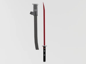 &Eacute;p&eacute;e rouge avec fourreau Modèle 3D