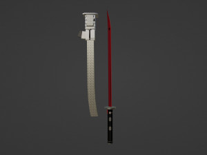 Red sword with scabbard 3D Model