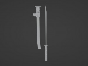 Red sword with scabbard 3D Model