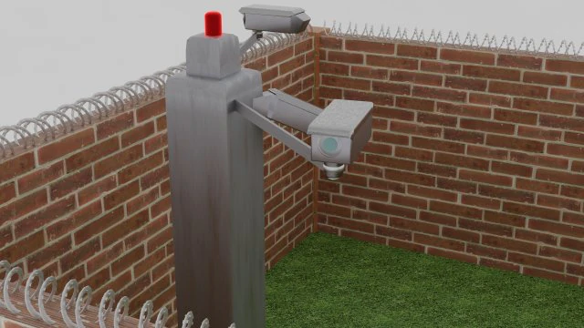 Câmeras CCTV em um poste Modelo 3D .c4d .max .obj .3ds .fbx .stl .blend