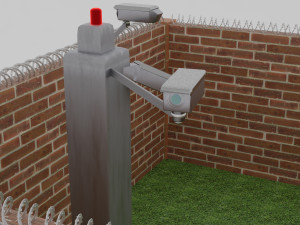 CCTV cameras on a pole 3D Model