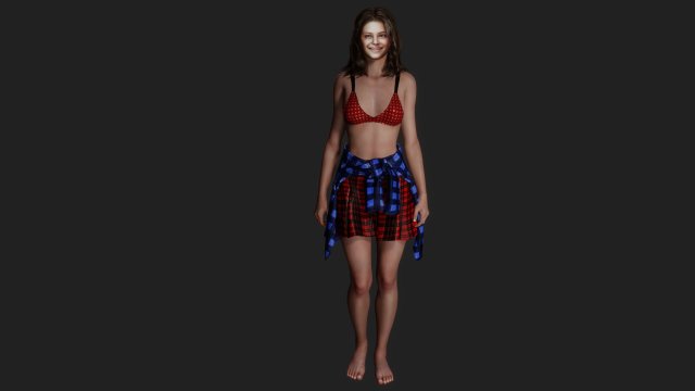 Beautiful young woman with a smile 3D Model .c4d .max .obj .3ds .fbx .stl .blend