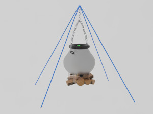 Witchs cauldron over fire Modelo 3D