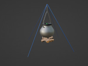 Witchs cauldron over fire 3D Model