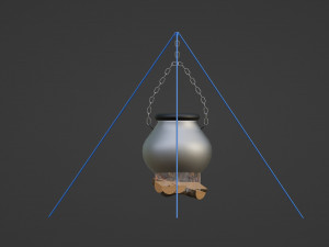 Witchs cauldron over fire 3D Model