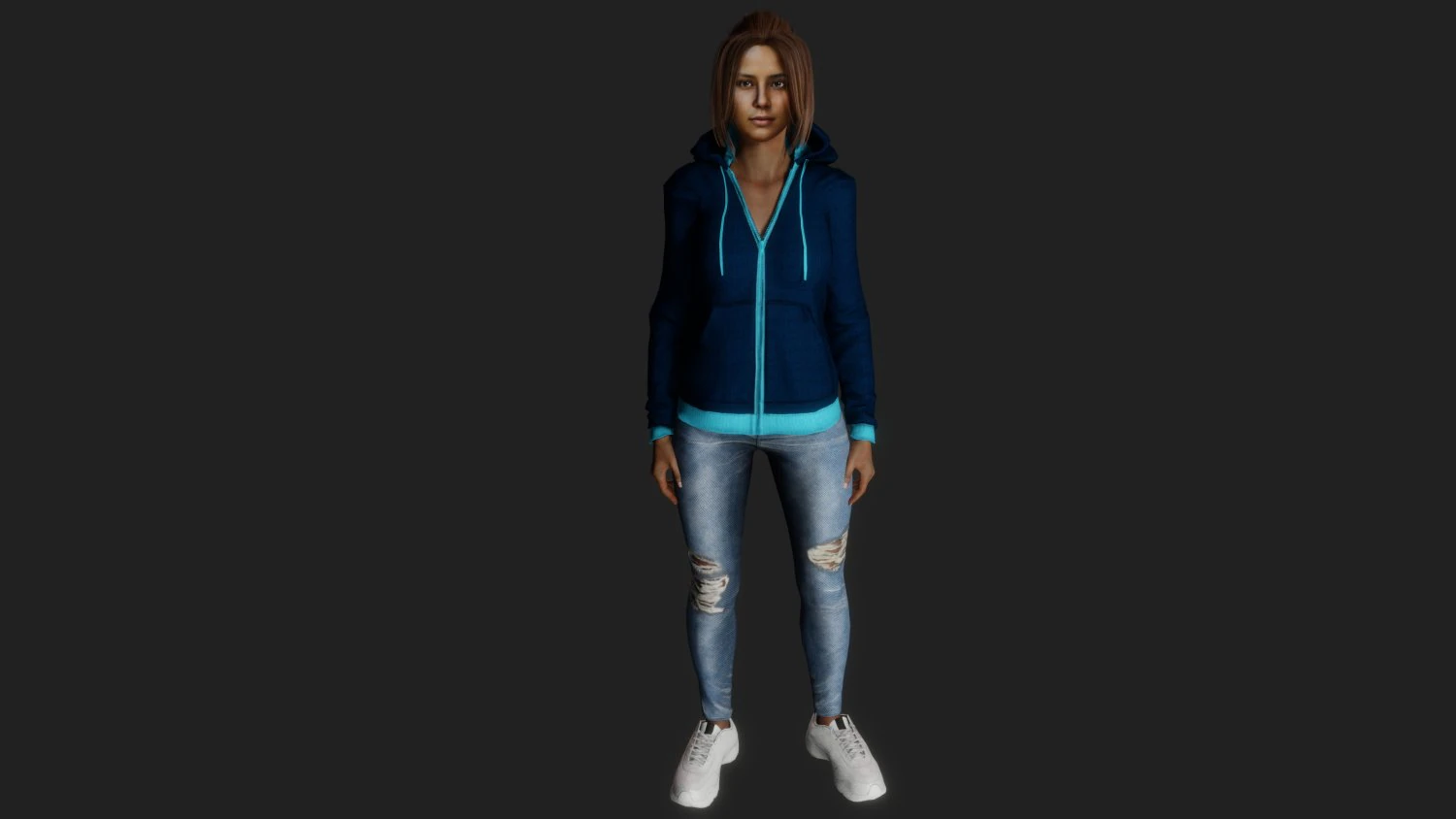 Beautiful girl in casual clothes 3D Model .c4d .max .obj .3ds .fbx .stl .blend 