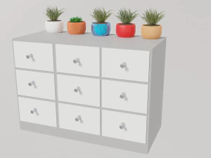 Duża biała komoda Model 3D