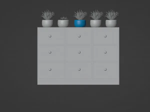 Large white chest of drawers 3D Model