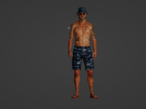 Dangerous man on the beach Modèle 3D