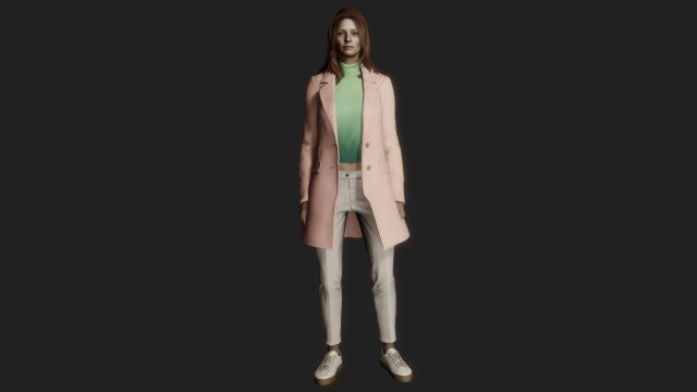 Ideal woman in modest clothes 3D Model .c4d .max .obj .3ds .fbx .stl .blend 