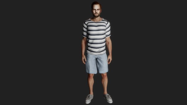Male model in summer clothes 3D Модель .c4d .max .obj .3ds .fbx .stl .blend 