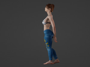 Teenage girl with pigtails Modello 3D