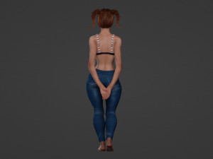 Teenage girl with pigtails Modello 3D