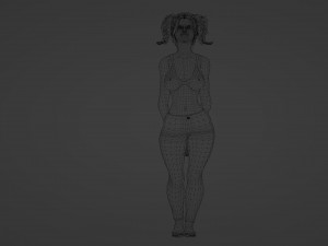 Teenage girl with pigtails Modello 3D