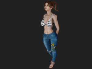 Teenage girl with pigtails Modello 3D