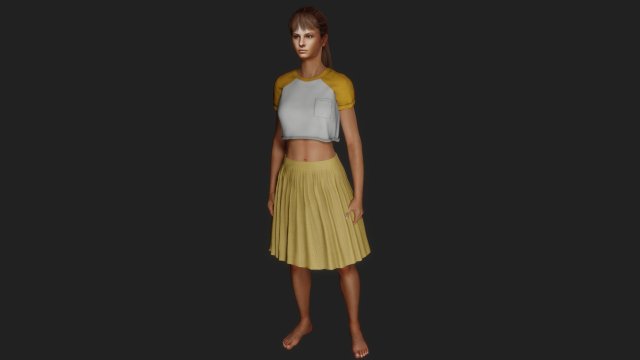 Modest girl in a skirt 3Dモデル .c4d .max .obj .3ds .fbx .stl .blend 