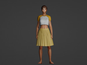 Modest girl in a skirt 3Dモデル