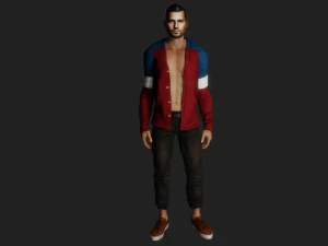 재킷을 입은 모델 외모의 잘생긴 남자 3D 모델