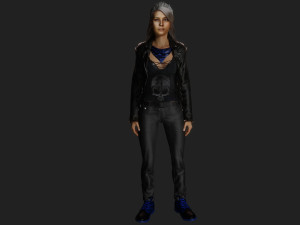 Biker woman in black 3D Model
