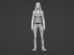 Biker woman in black Model 3D
