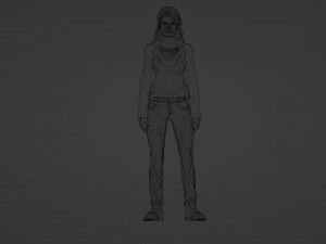 Biker woman in black Model 3D