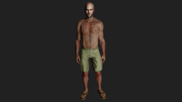 Bald guy in shorts Model 3D .c4d .max .obj .3ds .fbx .stl .blend 