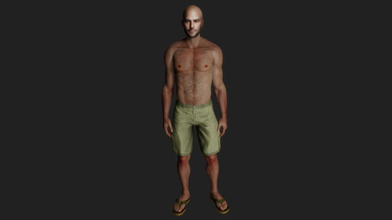Bald guy in shorts 3D Model .c4d .max .obj .3ds .fbx .stl .blend 