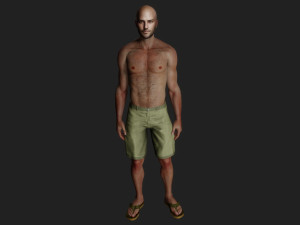 Bald guy in shorts 3D Model