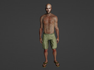 Bald guy in shorts Model 3D