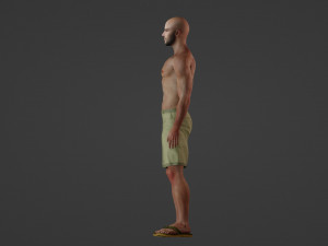 Bald guy in shorts Model 3D