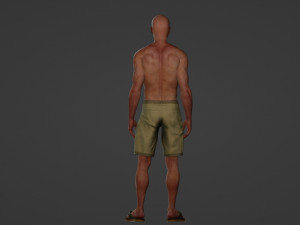 Bald guy in shorts Model 3D